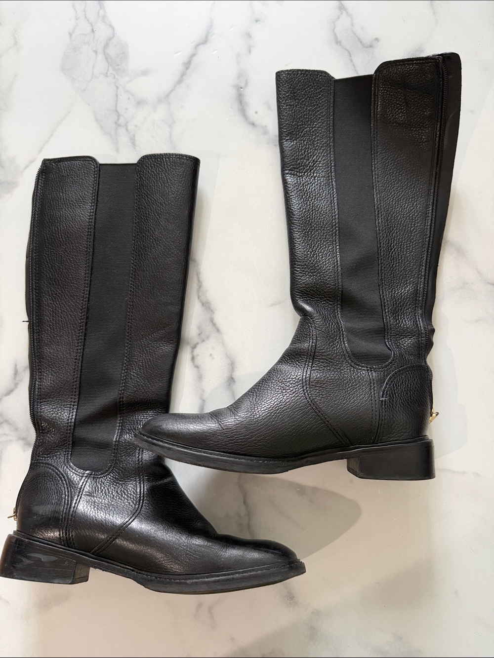 Tory Burch Black Over-the-Knee Leather Boots